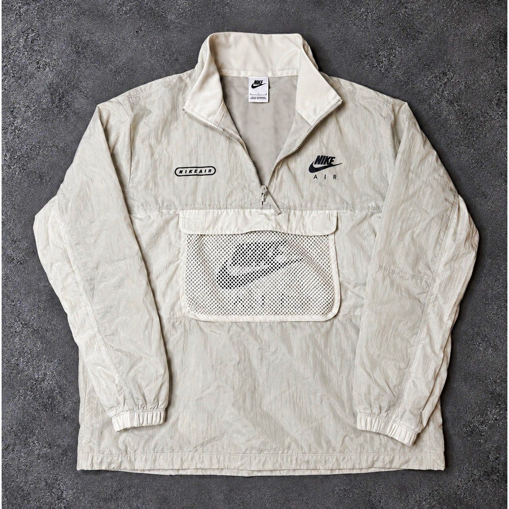 Nike Air Men's Half-Zip Ripstop Nylon Windbreaker Jacket Pockets Gray L